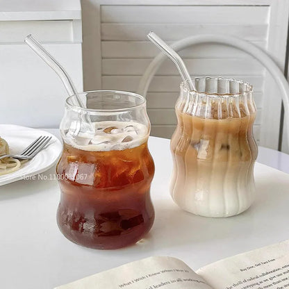 DecorBites™ Heat-Resistant Stripe Glass Cup for Home and Office Drinkware