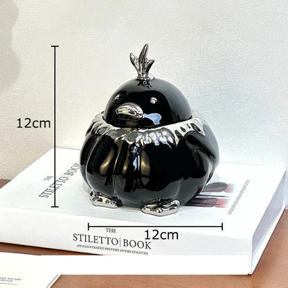 DecorBites™ Duck Shaped Ceramic Ashtray with Lid - Windproof Smoking Accessories