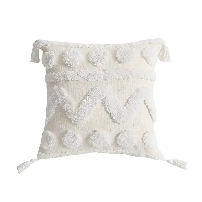 غطاء وسادة DecorBites™‎ بتصميم هندسي مزخرف بشراشيب - غطاء وسادة مصنوع يدويًا بتصميم بوهو شيك