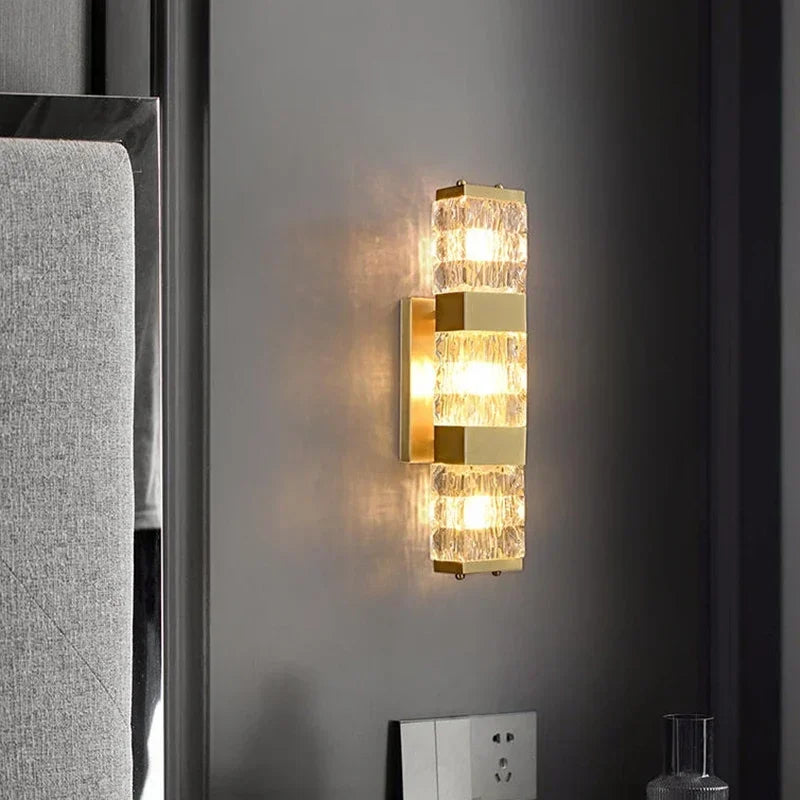 DecorBites™ Crystal Rectangle Wall Lamp: Luxury Modern LED Lighting for Living Room, Bedroom, Staircase, TV Decor