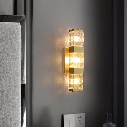 DecorBites™ Crystal Rectangle Wall Lamp: Luxury Modern LED Lighting for Living Room, Bedroom, Staircase, TV Decor
