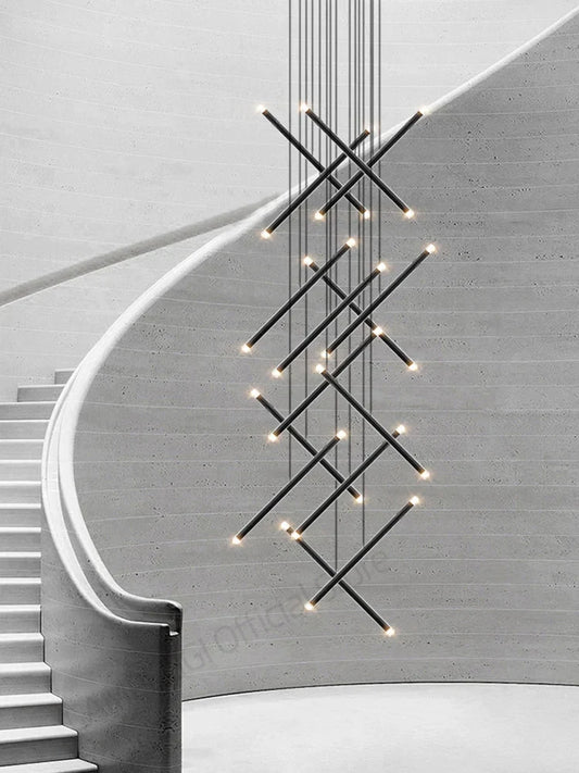 DecorBites™ LED Staircase Pendant Chandelier, Modern Nordic Restaurant Hanging Light