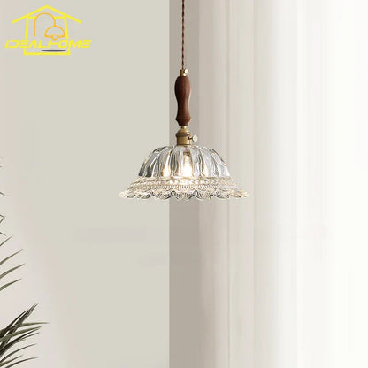 DecorBites™ French Ins Walnut Brass Glass Pendant Lights LED E27 for Kitchen Island Restaurant