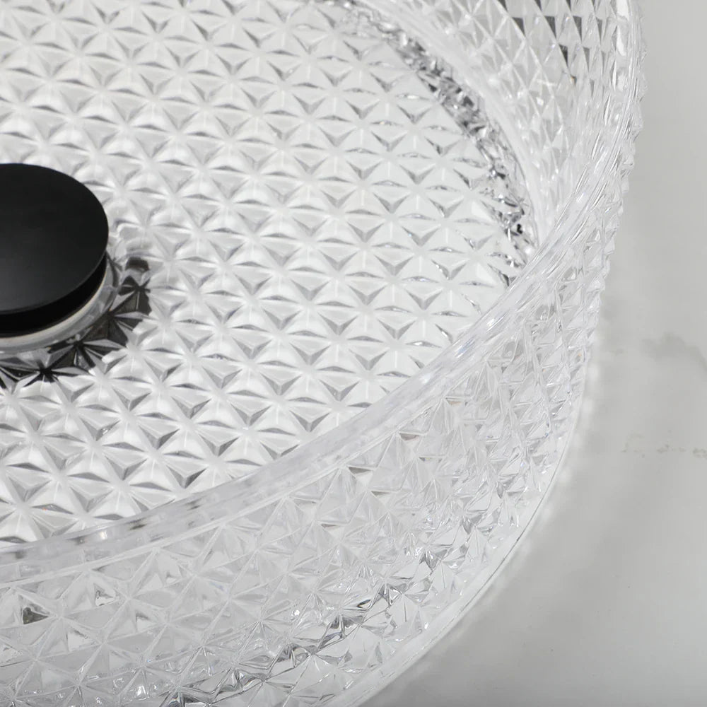 DecorBites™ Diamond Glass Basin Set with Matte Black Faucet and Pop-up Drain Mixer Tap