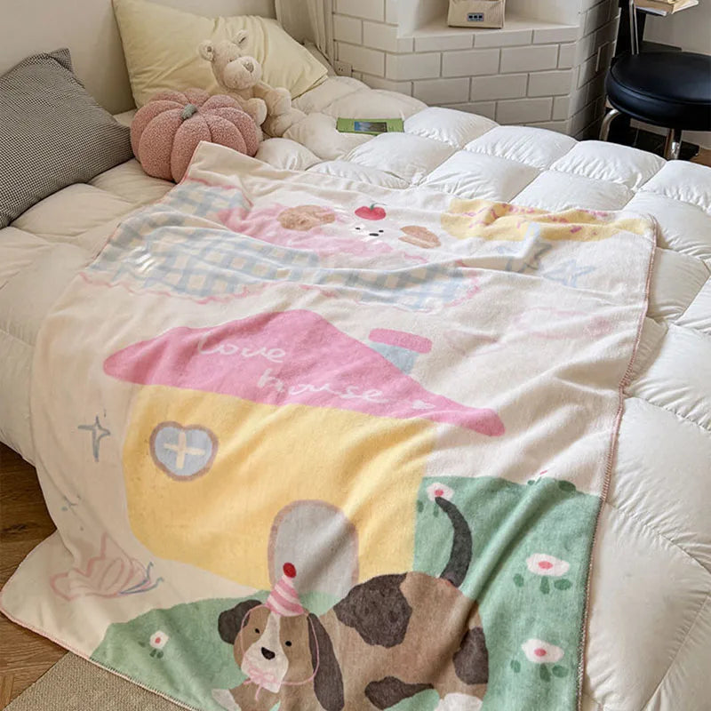 DecorBites™ Kids Cartoon Milk Velvet Nap Blanket: Soft & Warm Quilt for All Seasons