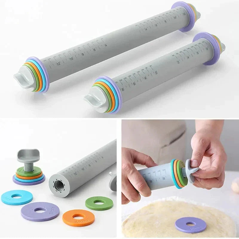 DecorBites™ Adjustable Silicone Rolling Pin for Fondant Cake Pastry Decor - Bakeware Tool