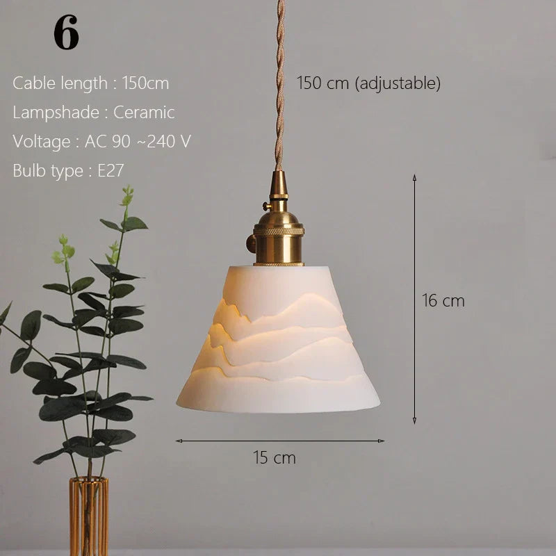 DecorBites™ Japanese Ceramic Pendant Light Scandinavian Style Luxury Lamp