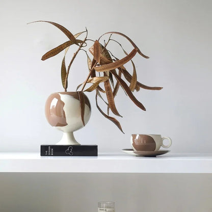 Jarrón esférico de cerámica con grano irregular DecorBites™ para decoración del hogar y arreglos florales