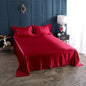 Decobites Silky Rayon Queen Bed Sheet Set Luxurious Solid Satin High Quality Sheets