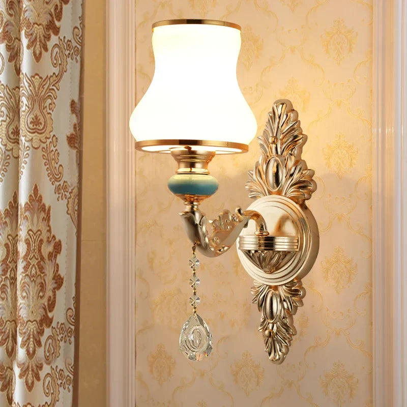 Aplique de pared de cristal DecorBites™ para dormitorio, lámpara de interior moderna de estilo europeo