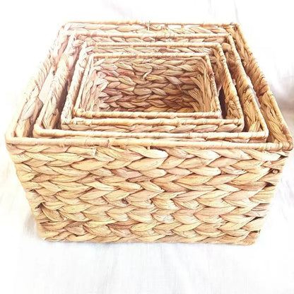 DecorBites™ Woven Rattan Desktop Storage Basket Organizer