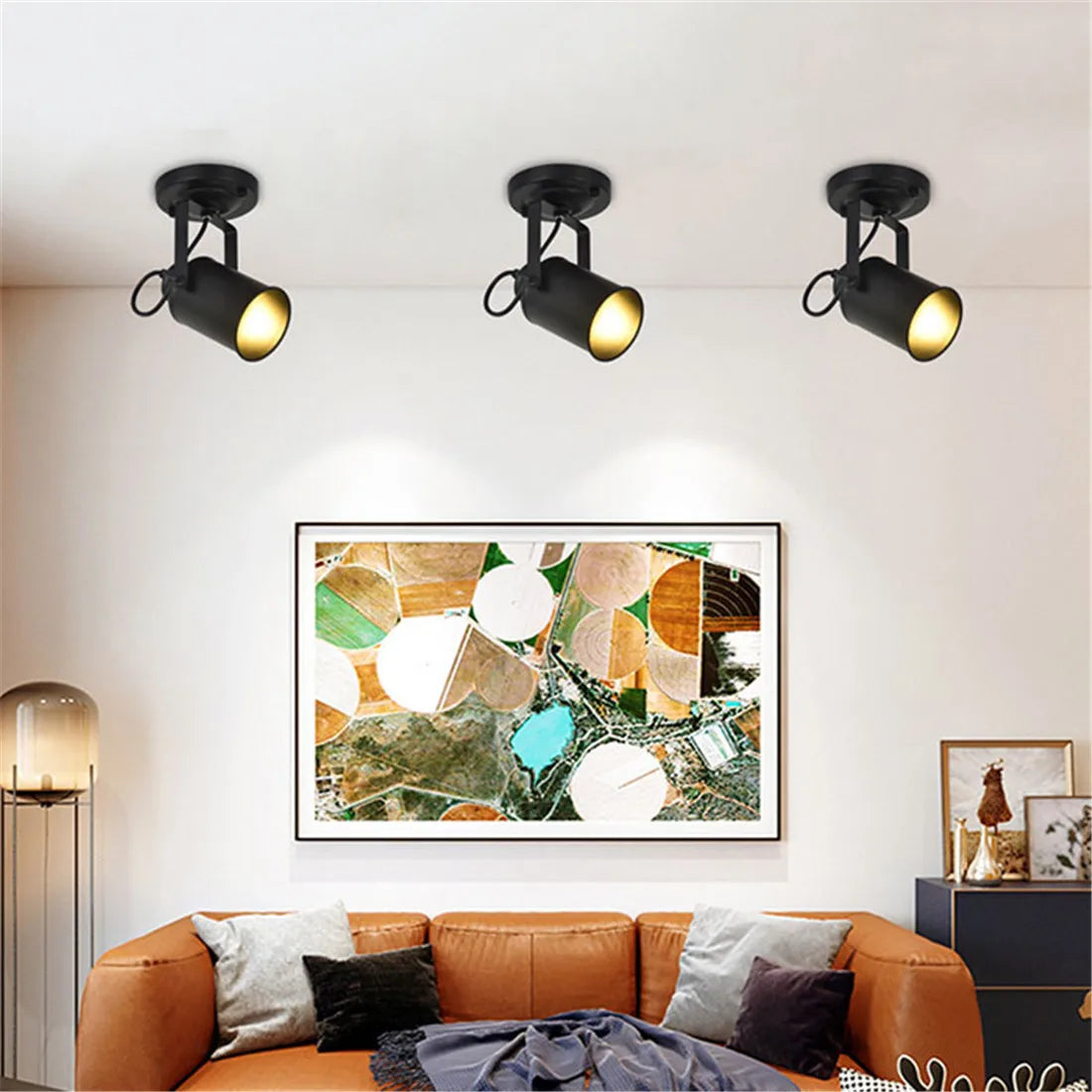 ديكوربايتس™ مصباح كشاف من الحديد المطاوع باللون الأسود - إضاءة قابلة للتعديل