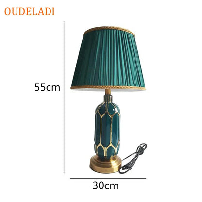 مصباح طاولة سيراميك أزرق من ديكوربايتس™ | طراز أمريكي حديث | إضاءة غرفة النوم وغرفة المعيشة