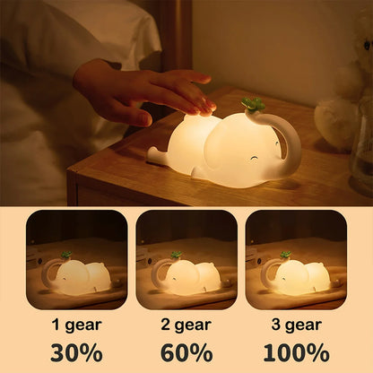 DecorBites™ Elephant Silicone Night Light: Cute Baby Dimmable Lamp for Bedside, Bedroom Decor & Gift