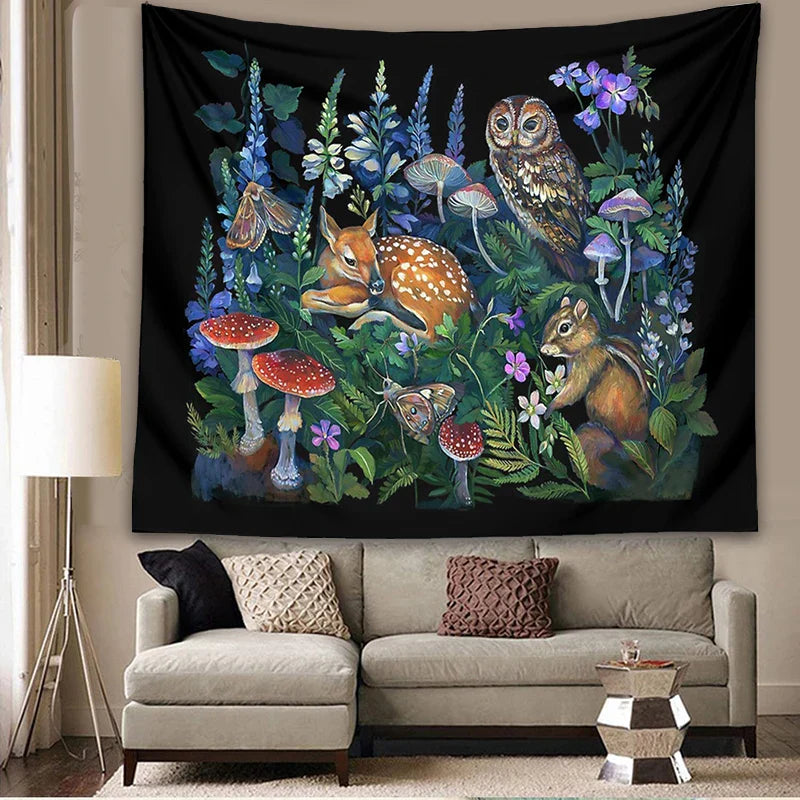 Decobites Enchanted Forest Celestial Mushroom Botanical Wall Hanging