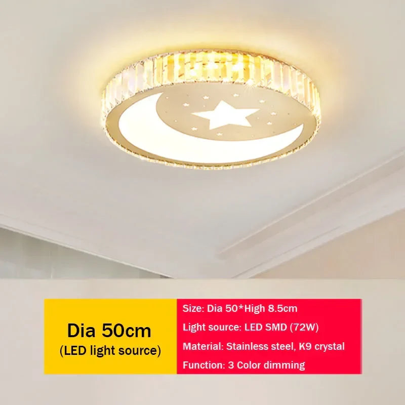 DecorBites™ Crystal LED Ceiling Light for Modern Bedroom, Warm Lighting