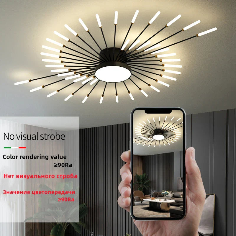 Lámpara de araña LED DecorBites™ con diseño de fuegos artificiales: Lámparas colgantes modernas de estilo nórdico para salón y dormitorio