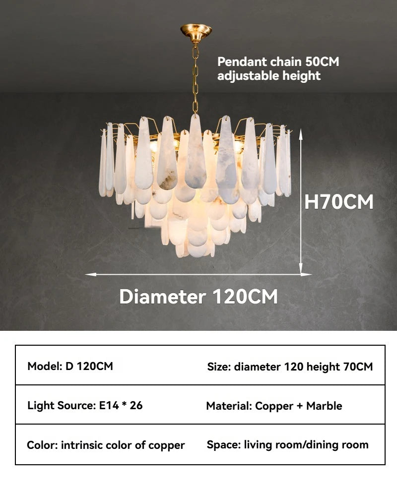 Lámpara Colgante de Mármol Francés Moderno en Cobre E14 LED Forma de Gota de Agua Candelabro para Sala de Estar Comedor Dormitorio Decoración del Hogar Luces