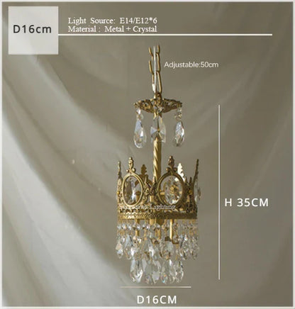 Decorbites™ Kronen-Kristall-Leuchter – Goldener Vintage-LED-Hängeleuchter für elegante Innenbeleuchtung