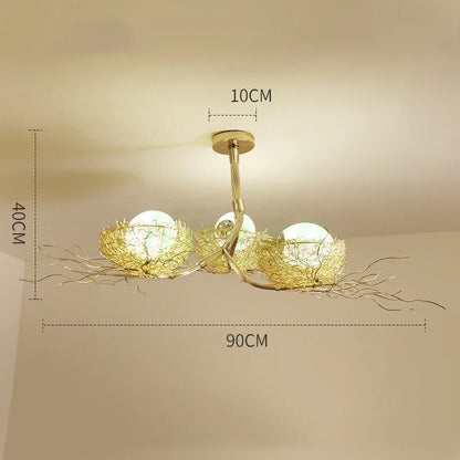 DecorBites™ Bird's Nest Glass LED Ceiling Lamp for Modern Nordic Living Room Decor