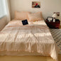 Decobites Korean Princess Lace Ruffles Summer Quilt Bedspread - 3Pc Bedding Set