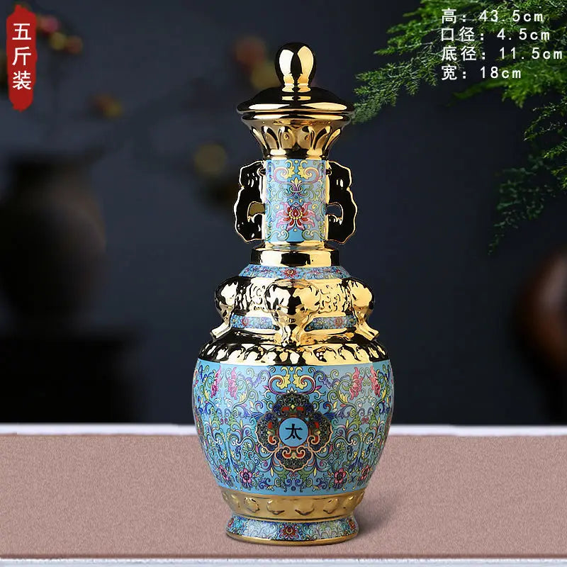DecorBites™ Jingdezhen Ceramic Wine Bottle 5kg High-Grade Sealed Set White Wine Jar