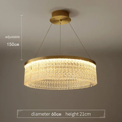 DecorBites™ Crystal Glass Gold Pendant Chandelier for Elegant Kitchen Dining Lighting