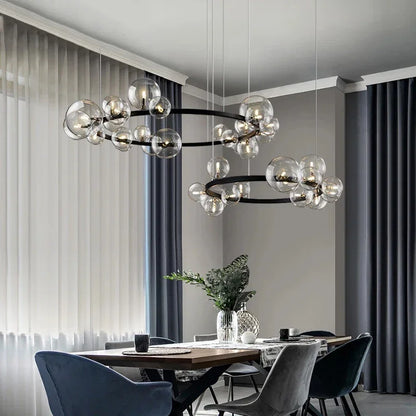 DecorBites™ Clear Glass LED Chandelier: Modern Nordic Hall Parlor Lighting Fixture
