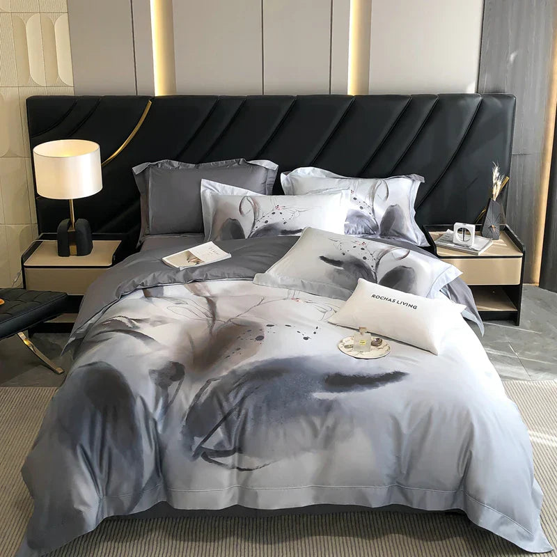 DecorBites™ Egyptian Cotton Flower Bedding Set, Luxury 1000TC Duvet Cover, Sheets, Pillowcases