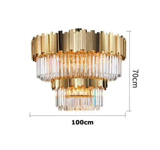 DecorBites™ Golden Crystal Ceiling Light for Modern Living Room and Dining Room