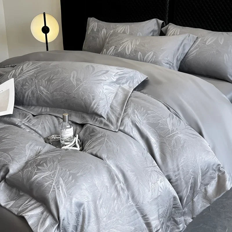 DecorBites™ Ice Silk Jacquard Bedding Set - Luxury Comforter Cover, Soft & Cozy, Queen/King