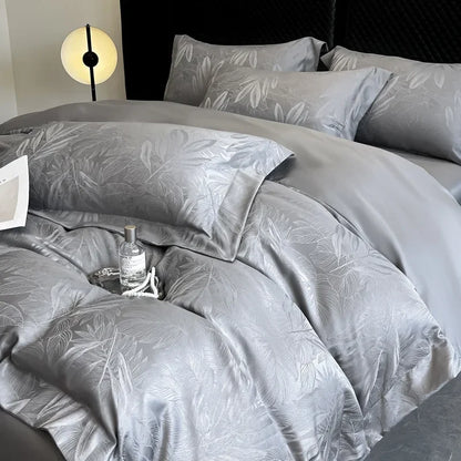DecorBites™ Ice Silk Jacquard Bedding Set - Luxury Comforter Cover, Soft & Cozy, Queen/King