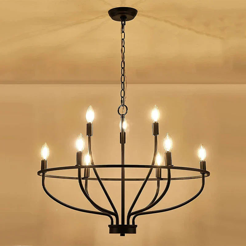 DecorBites™ Iron Art Retro Chandelier Light, American Farmhouse Industrial Pendant Lamp