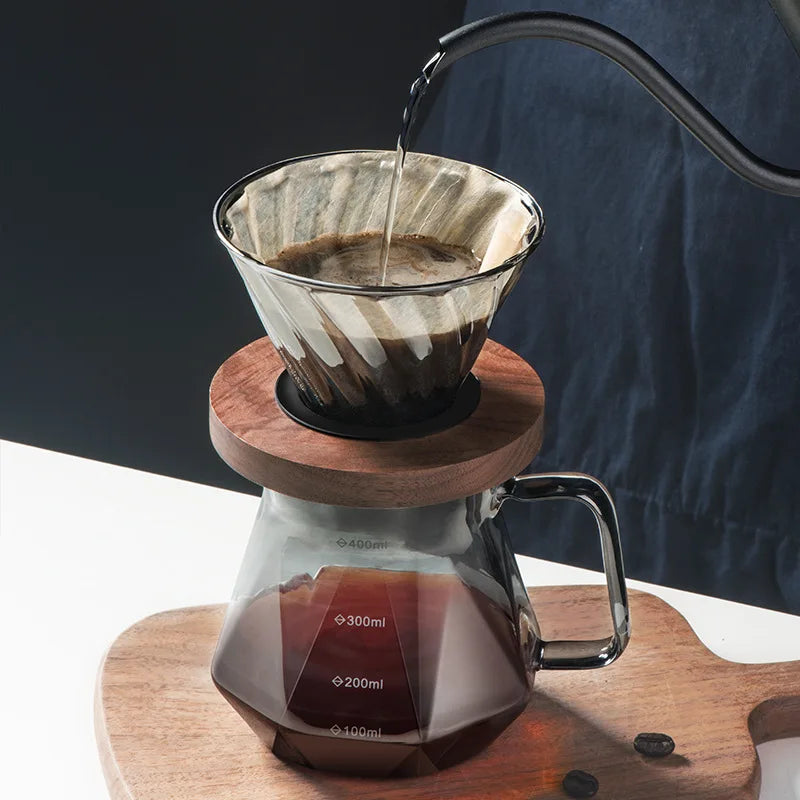 Decorbites™ Diamantglas-Kaffeekanne mit wiederverwendbarem Filterbecher