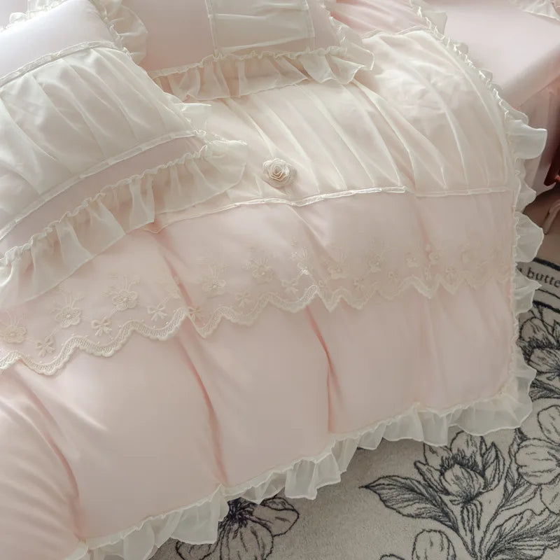 Decorbites™ Spitzen-Prinzessinnen-Bettwäsche-Set für Einzel- und Doppelbetten, ganzjährig