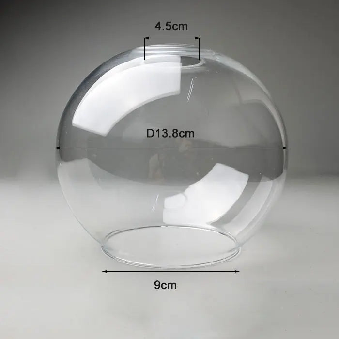 DecorBites™ Hand Blown Clear Glass Globe Lamp Shade with 2 Ends Opening, D18cm Glass Cover Ball Lampshade
