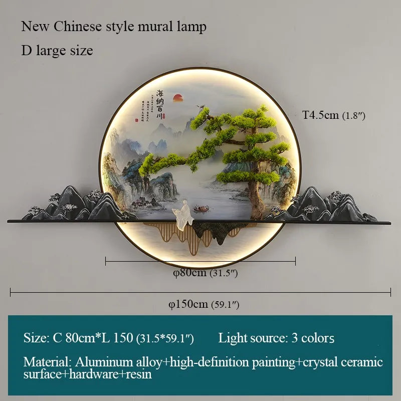 DecorBites™ Landscape LED Wall Light: Modern Chinese Mural Sconce for Home Decor