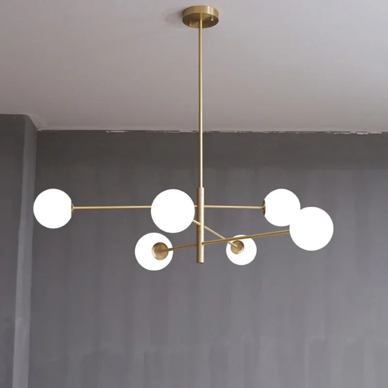 DecorBites™ Glass Brass Chandelier: Nordic Modern Pendant Lights for Home, Living Room, Bedroom, Restaurant