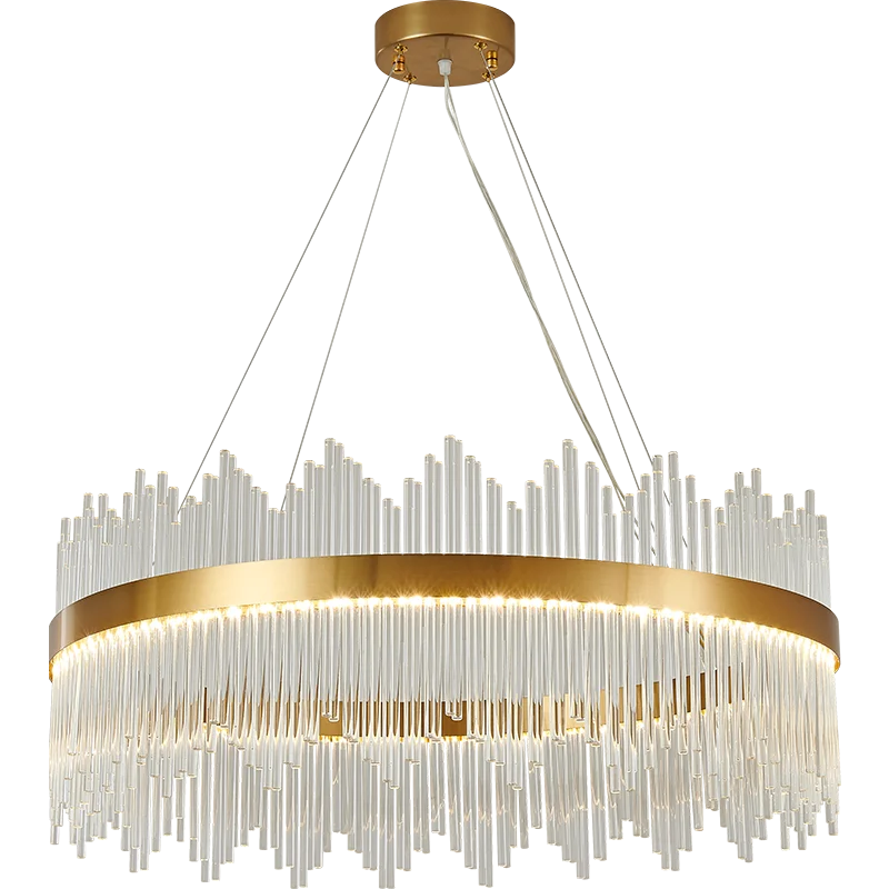 DecorBites™ Crystal Rod Round Chandelier: Modern Nordic Light for Living Room, Bedroom, Dining Room, Kitchen