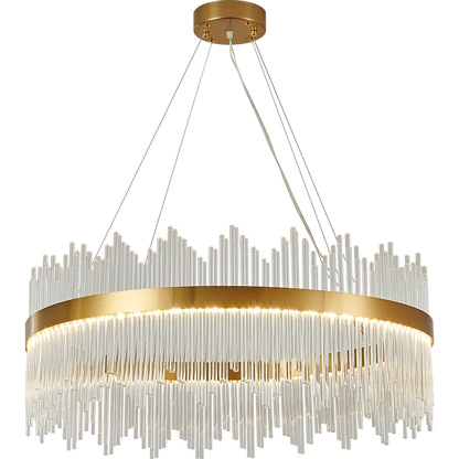 DecorBites™ Crystal Rod Round Chandelier: Modern Nordic Light for Living Room, Bedroom, Dining Room, Kitchen