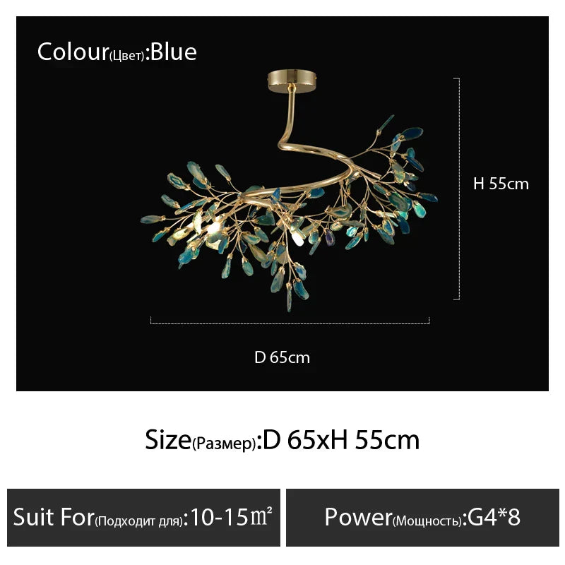 DecorBites™ Agate Branch Chandelier - Nordic Glass LED Globe for Bedroom, Kitchen, Dining Room