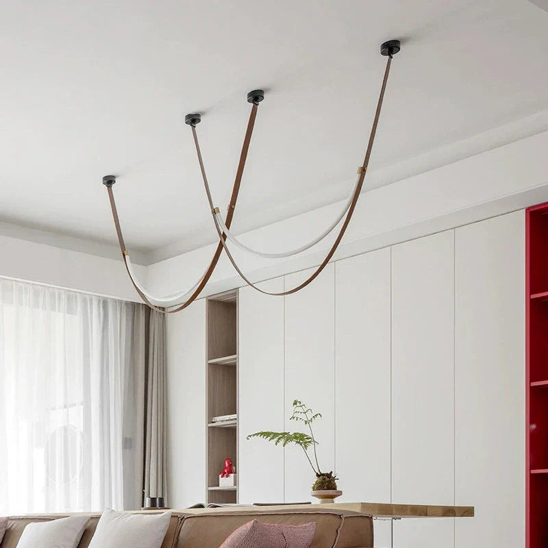 DecorBites™ Leather Chandelier: Minimalist Nordic LED Pendant Lamp for Living Room, Dining Room & Bedroom