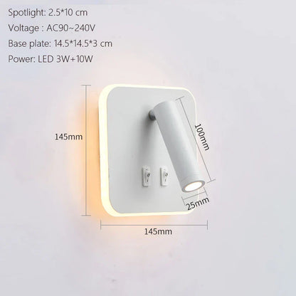 DecorBites™ LED Wall Lamp USB Charging Bedroom Hotel Bedside Reading Sconce Switch