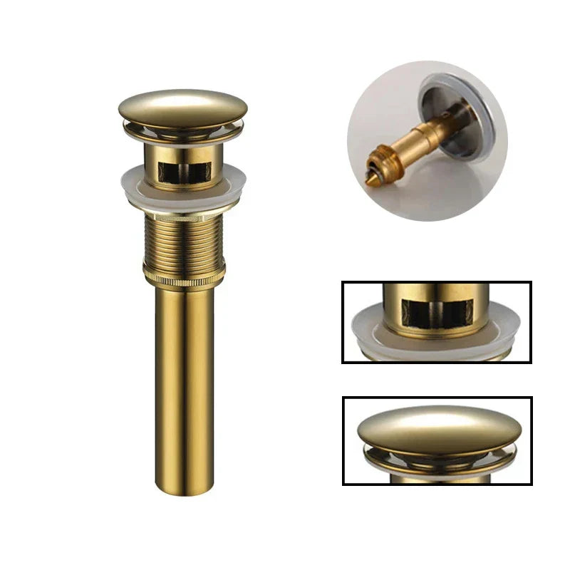 Drenaje de baño emergente redondo grande Decorbites™ Gold para lavabo de cobre