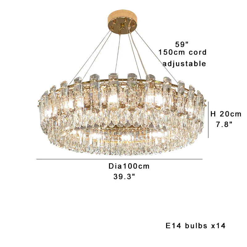 DecorBites™ Clear Crystal Oval Chandelier | Luxury Dining Room Light | Height Adjustable Hanglamp