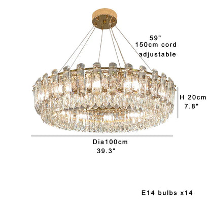 DecorBites™ Clear Crystal Oval Chandelier | Luxury Dining Room Light | Height Adjustable Hanglamp