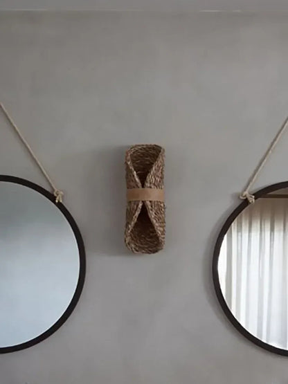 DecorBites™ Japanese Wabi-Sabi Ratta Weaving Wall Sconce for Home Decor