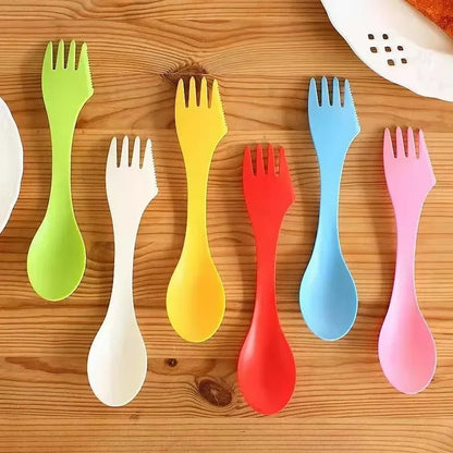 DecorBites™ 6Pcs Outdoor Spork Set: Spoon, Fork, Cutter - Camping, Hiking, Picnic Utensils