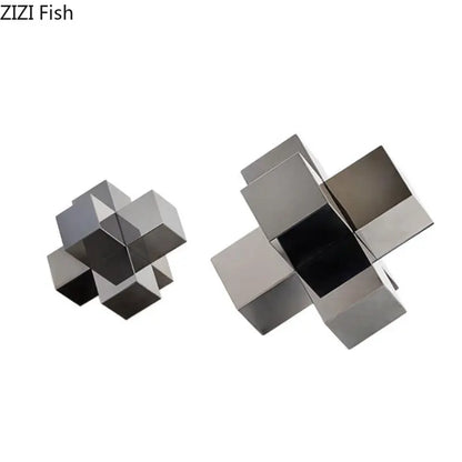 DecorBites™ Escultura geométrica de cristal con forma de cruz, decoración de escritorio, estatua cuadrada esmerilada