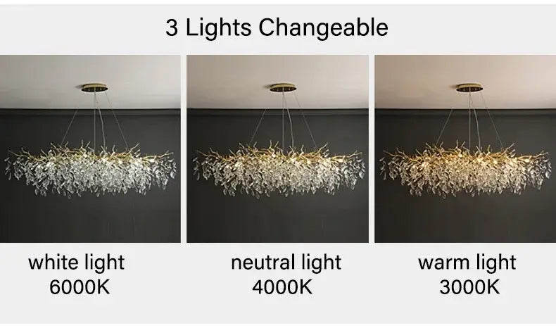 DecorBites™ Gold Crystal LED Chandeliers for Home Lighting